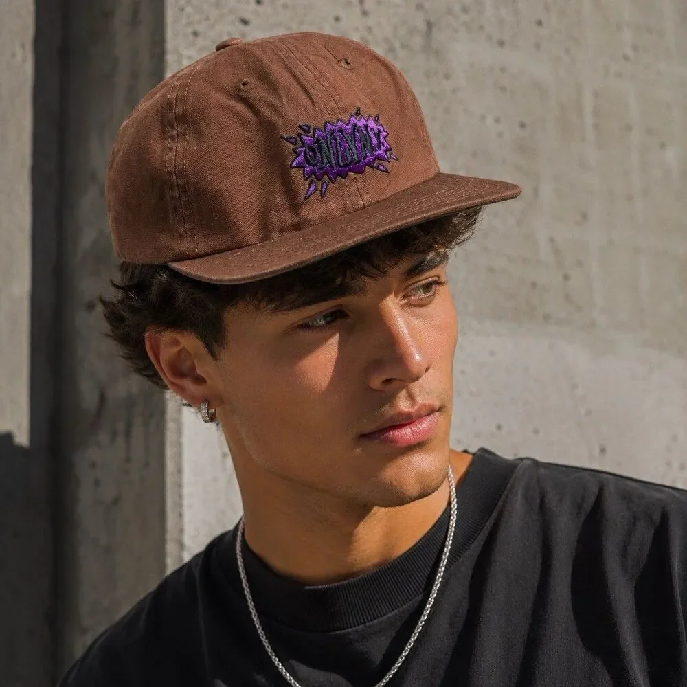 OnlyNY Snapback Hat Mens Brown 5 Panel Purple Embroidered Logo Streetwear Skate